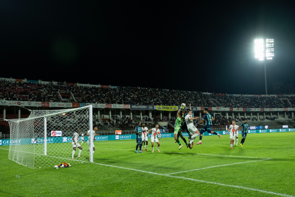 The Super League Kerala match between Calicut FC and Malappuram FC at EMS Stadium in Kozhikode.