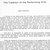 The Tradition of the Performing Arts